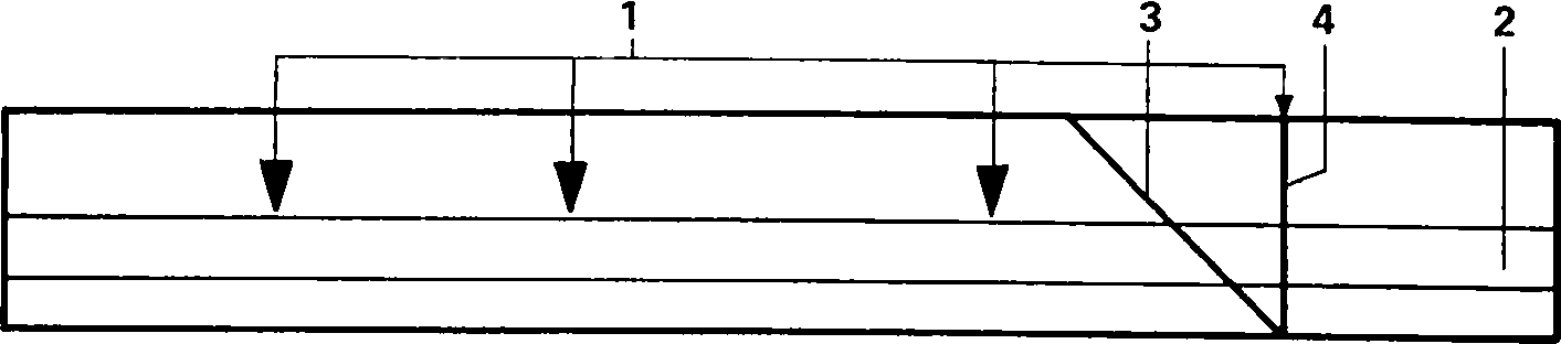Line drawing of the tape-splicing block showing the head-stack indicator marks, the tape-guide channel, and the diagonal and vertical cutting guides.