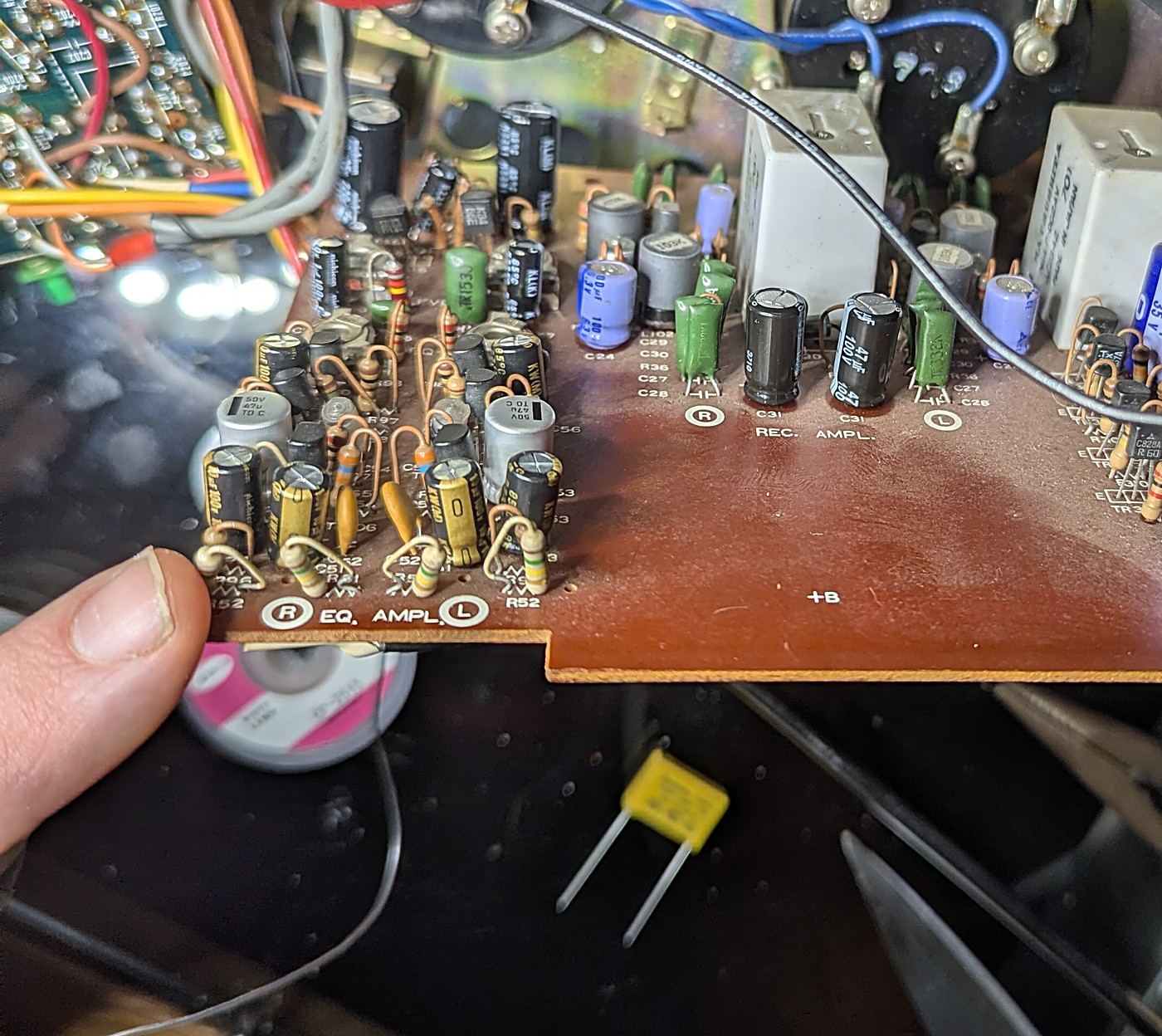 The same zone after session 1 — modern cans at the head inputs, interstages and emitter bypasses.