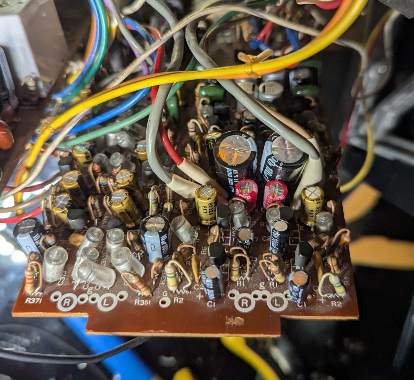 The record amplifier zone on fresh capacitors — the last all-original zone, done.