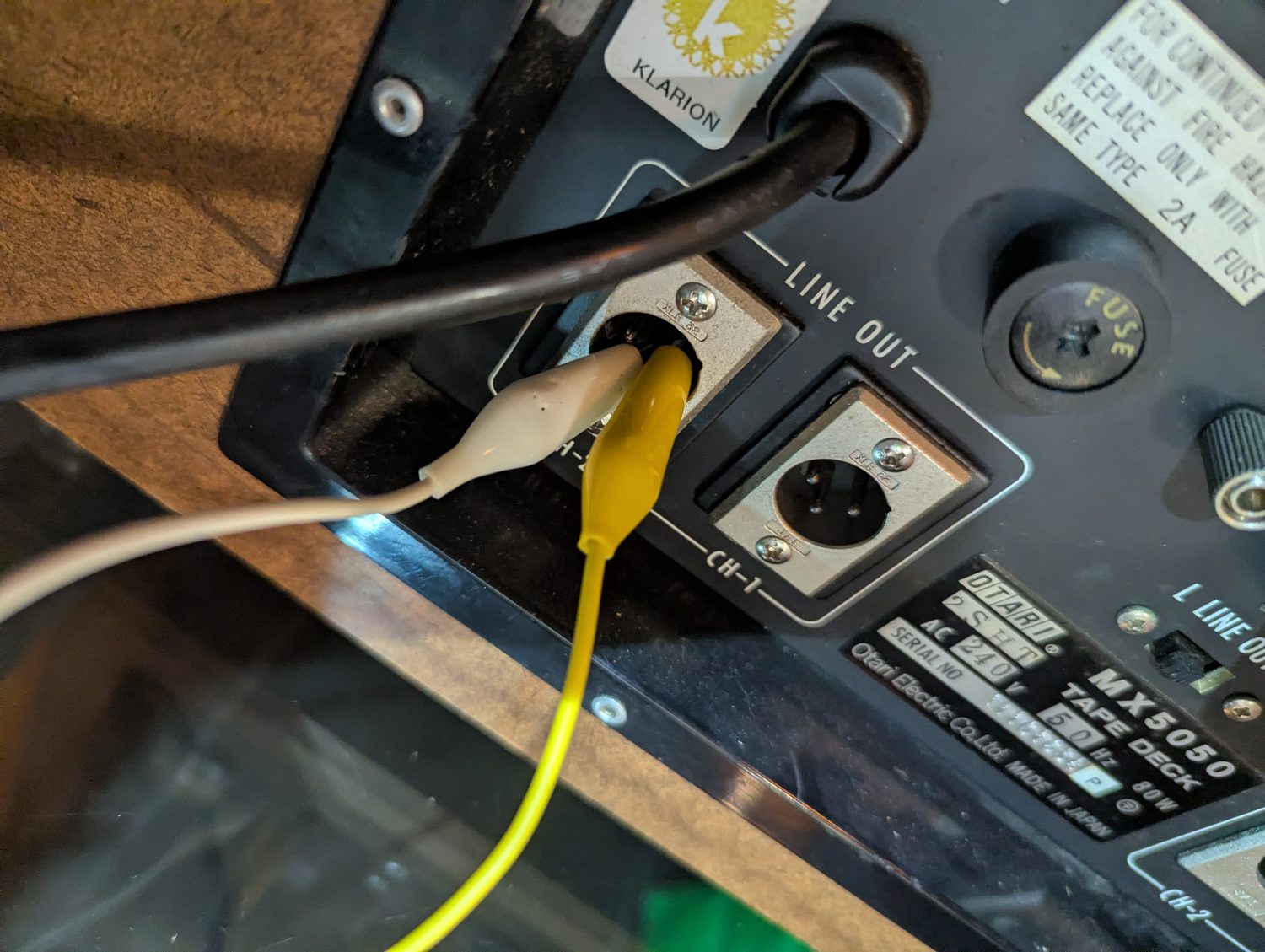 Clip leads on the CH-2 line output, pin 3 to pin 2 — the shell is not a clean ground on a balanced 2SHT, and measuring to it gives fiction.